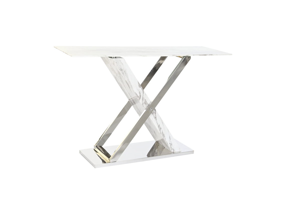 Consola Alexandra House Living de acero y cristal, 120x40x75cm
