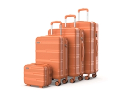 Juego De Maletas Naranja Numada Upfly T10 4 Pzs Abs. Maleta Cabina 55x40x20, Maleta Mediana 60l, Maleta Grande 78l Y Neceser