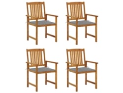 Sillas de jardín DKD Home Decor de 4 piezas con cojines, madera maciza de acacia