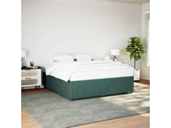 Estructura Cama Sin Colchón Terciopelo Verde Oscuro 200x200 Cm