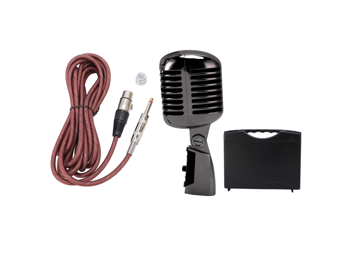 Microfone Dinâmico Retro Com Padrão Cardioide Ajustável Para Palco Ktv Cinza Gunmetal