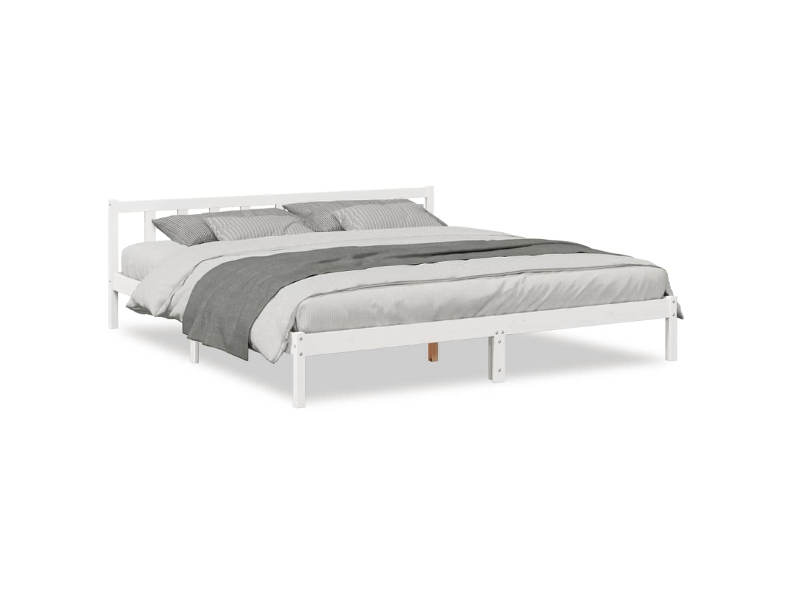 Maison Exclusive - Cama Extralarga Sin Colchón Madera Maciza Pino Blanca 180x210cm
