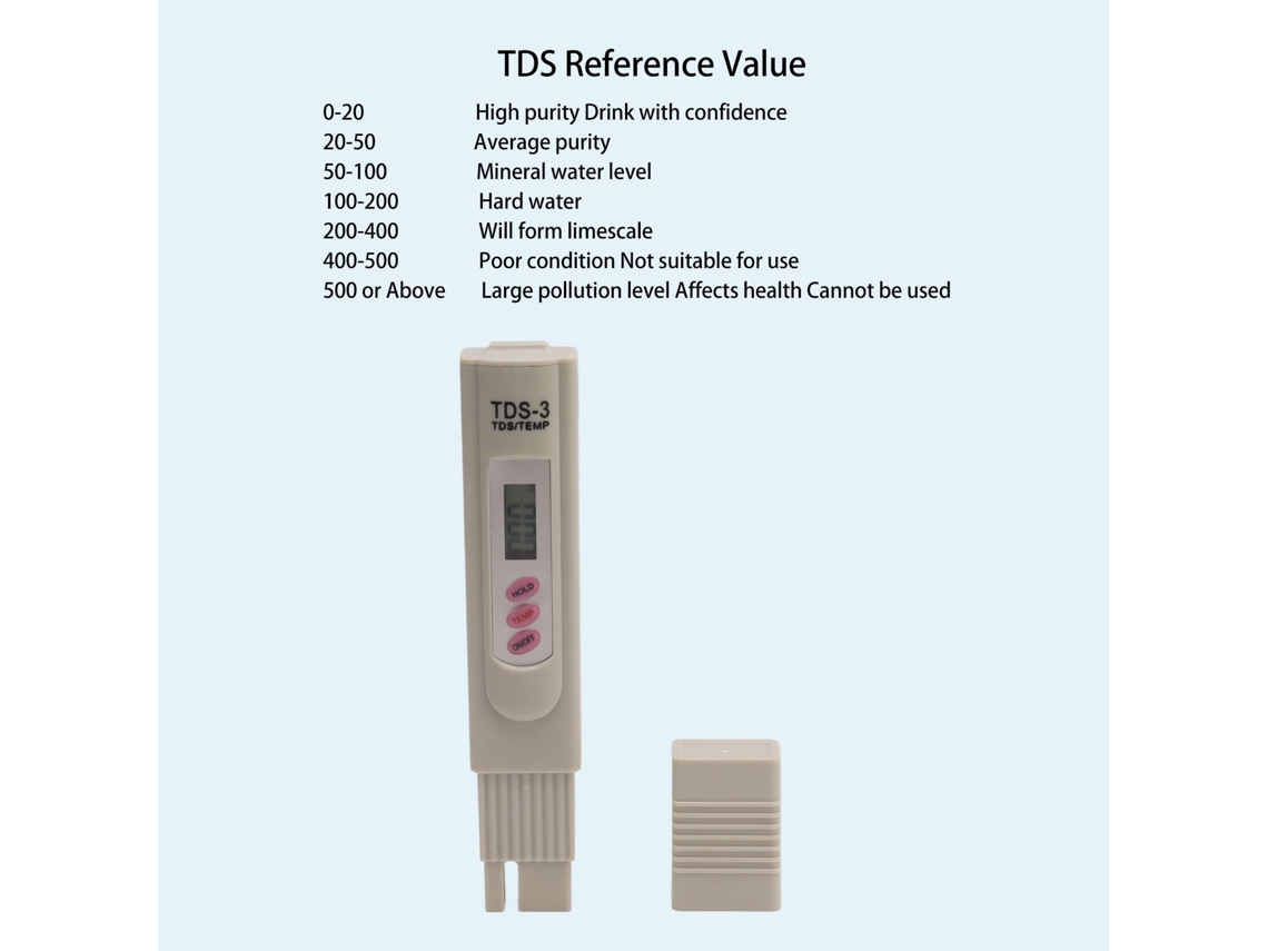 Lápiz Digital Para Medir La Calidad Del Agua (tds) Con 3 Botones Y Batería Incluida Para Acuarios.