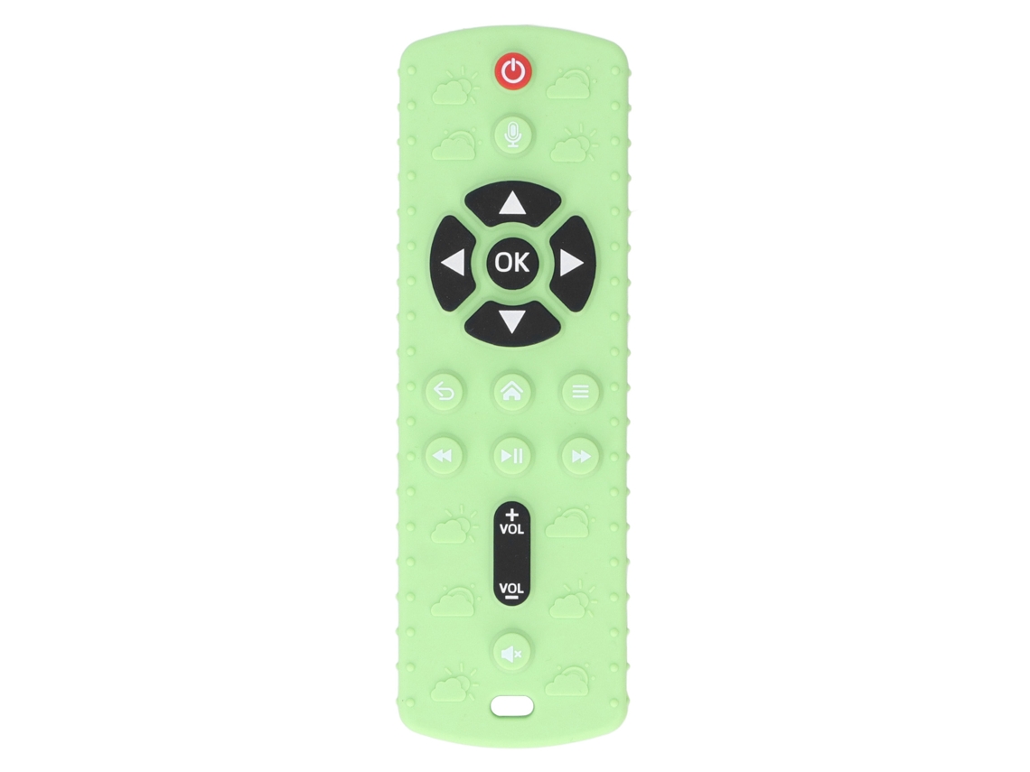 Brinquedo De Bico Silicone Forma Controle Remoto Tv Educativo Sensorial Para Bebê Verde Claro