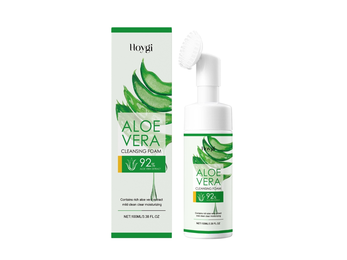 Espuma limpiadora de aloe vera. Limpiador facial suave para hidratación, control de grasa y cuidado de los poros. 100 ml.