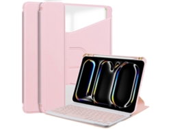 Soporte de cuero acrílico para iPad Pro 11 con teclado Bluetooth, color rosa Hengrongshen (2024)