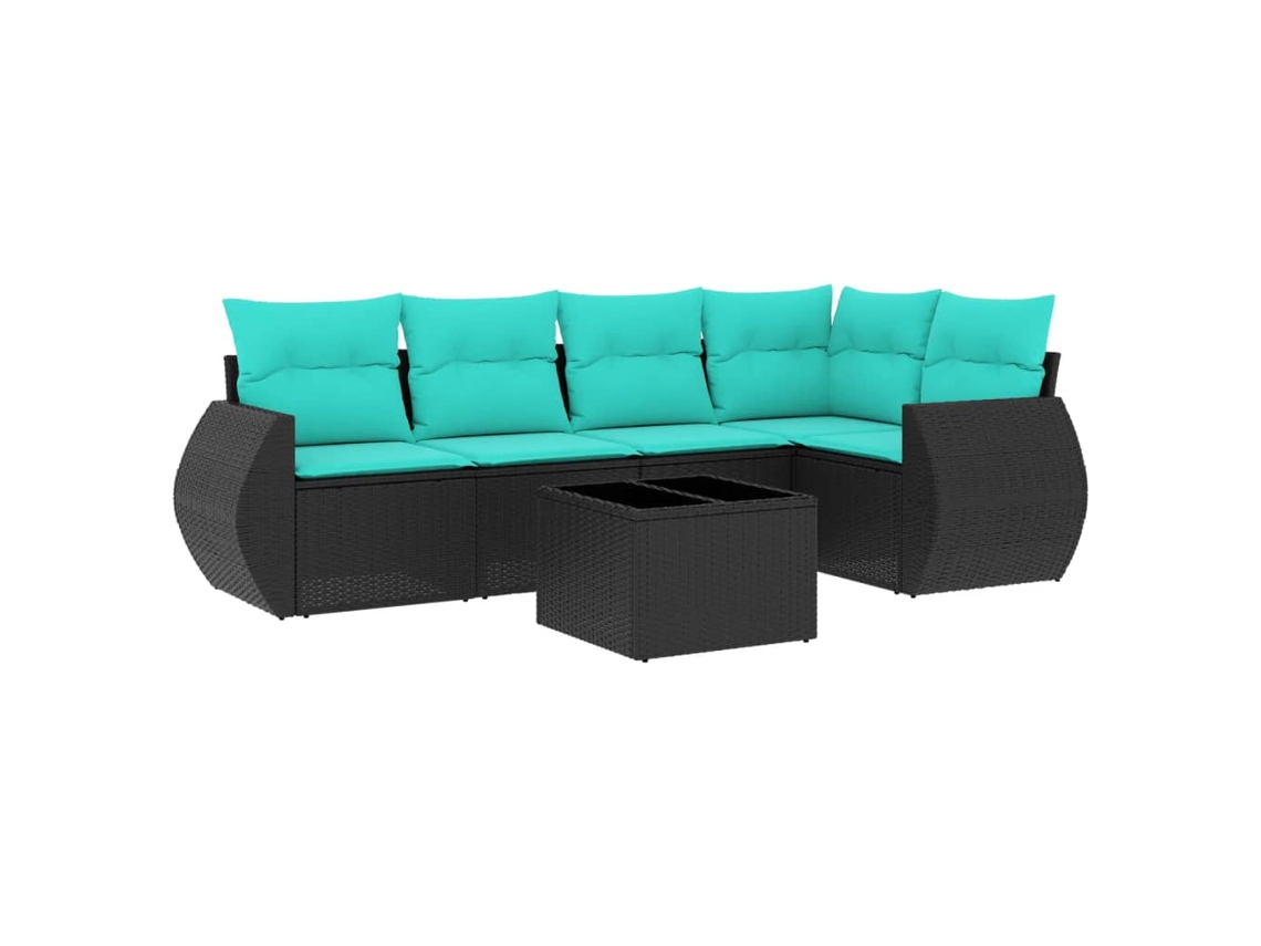 Maison Exclusive - Conjunto De Sofá De Jardín De 6 Piezas Con Cojines, De Poliratán Negro