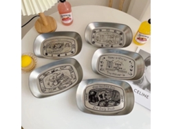 5 Bandejas Retro Americanas De Acero Inoxidable Chapado En Estaño Para El Hogar, Ideales Para La Cena, Aperitivos, Frutas, Comida, Mesa De Café O Picn