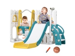 Tobogán Infantil 6 En 1: Columpio, Canasta De Baloncesto, Almacenamiento, Multicolor.