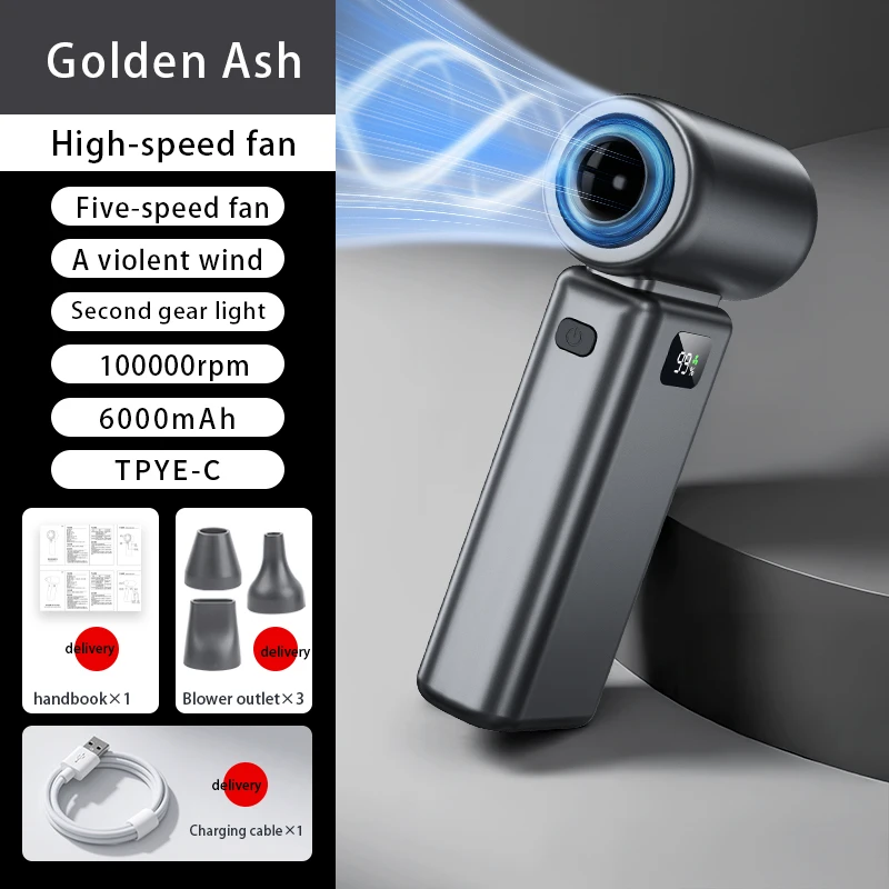 Ventilador Con Motor Sin Escobillas De Alta Velocidad (negro), Multifuncional Y Con Gran Capacidad De Eliminación De Polvo, Equipado Con Una Batería Recargable De 6000 Mah.