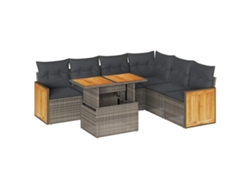 Maison Exclusive - Set Sofás Jardín Y Cojines 7 Pzas Ratán Sintético Acacia Gris