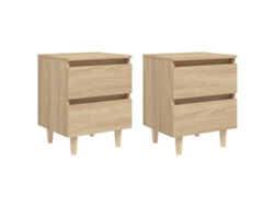 Mesas Cabeceira LOVELY HOME Mesinha 2 Pcs com Pernas Pinho 40X35X50 Cm Carv. Sonoma