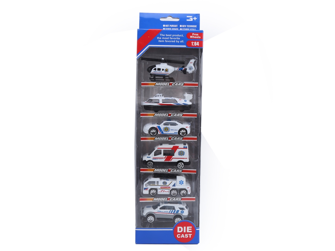 Brinquedo De Carro De Liga 1:64 Ambulância Modelo Simulação Para Crianças 6pcs