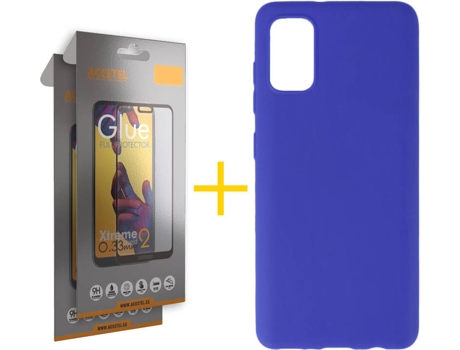 Kit Funda + 2 Protectores de Pantalla Samsung Galaxy A51 5G ACCETEL Full (Azul)