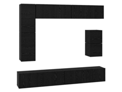 Maison Exclusive - Conjunto De Mueble De Tv 8 Pcs Roble Negro Madera Contrachapada