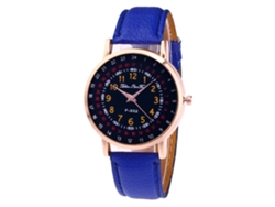 Reloj De Pulsera De Cuarzo Para Hombre Con Correa De Piel Sintética, Estilo Casual (azul Real)