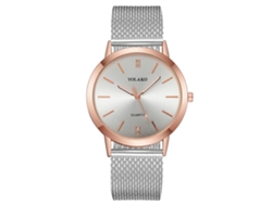 Reloj De Cuarzo Para Mujer Yolako Con Correa De Plástico Y Piedras Preciosas, Acabado Plateado.