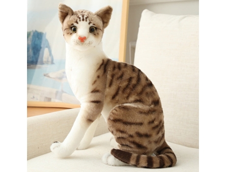 Gato de Almohada de Simulación, Muñeca Realista de Peluche, Mascota Animal Para 20Cm Marrón