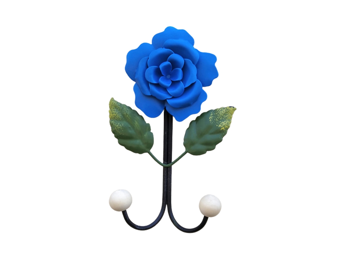 Gancho de pared de hierro retro con diseño de flor, forma única, gancho de cerámica 3D para dormitorio, baño y cocina. Artesanía exquisita, fácil de instalar.