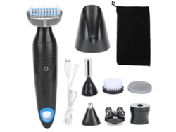 Depilador Eléctrico 6 En 1 Trimmer De Cejas Y Pelo Nasal Cepillo De Limpieza Facial Para Hombres Negro