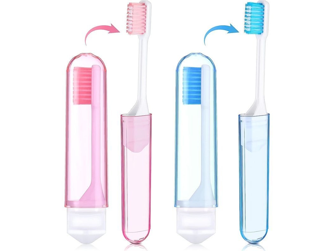 2 Cepillos De Dientes Plegables Portátiles Con Cerdas Suaves Para Viajes Y Acampada.