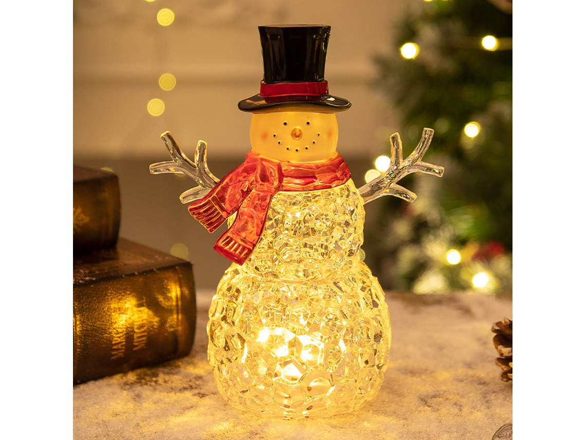Decoración navideña de Yuysan: Muñeco de nieve rojo iluminado para mesa