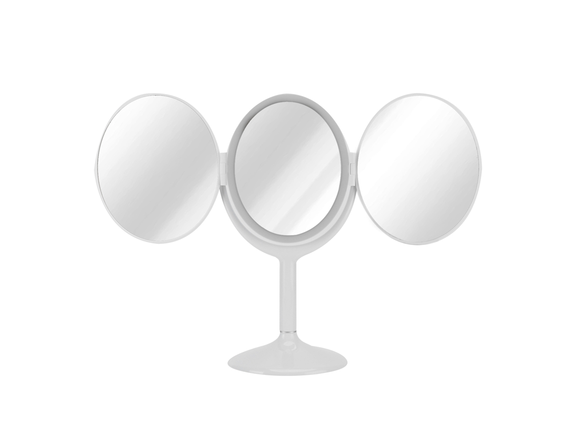 Espejo de maquillaje LED plegable y giratorio
