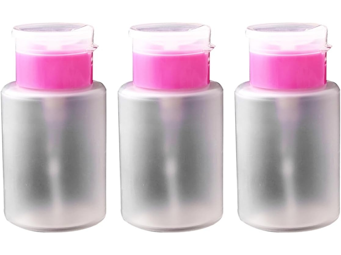 Juego De 3 Botellas Vacías Con Bomba Dosificadora Para Quitaesmalte.