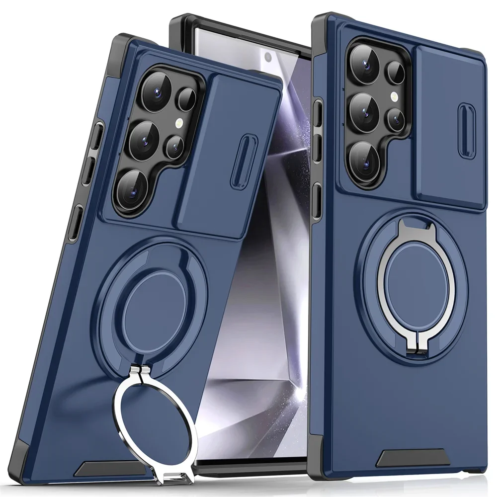(samsung A15 4g 5g, Azul Oscuro) Funda Magnética Deslizante Para Teléfono Samsung, Protege La Cámara.