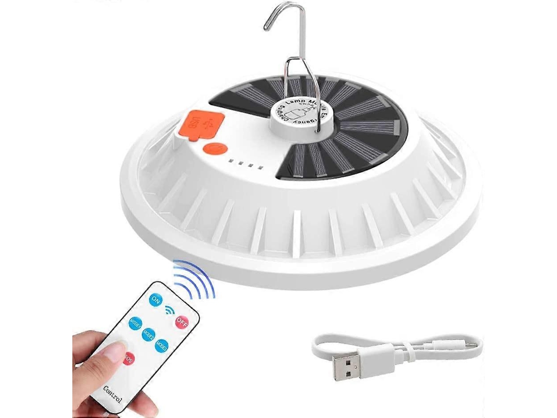 Omni-linterna De Camping Solar, 120 Led Con Control Remoto, Impermeable Ip65, Recargable, 5 Modos Y Cargador Usb Portátil 1200ma