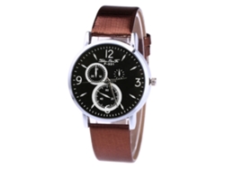 Reloj De Cuarzo Para Hombre Y Mujer Con Correa De Cuero Pu Casual Clásico Café