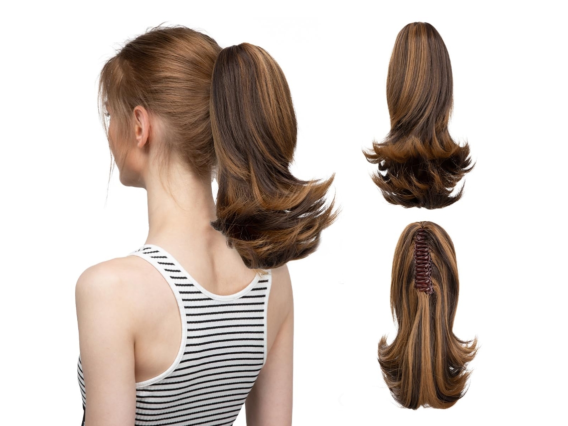 Peluca, extensión de cola de caballo con clip para mujer, microrizada (estilo 7/30cm) Gertiz