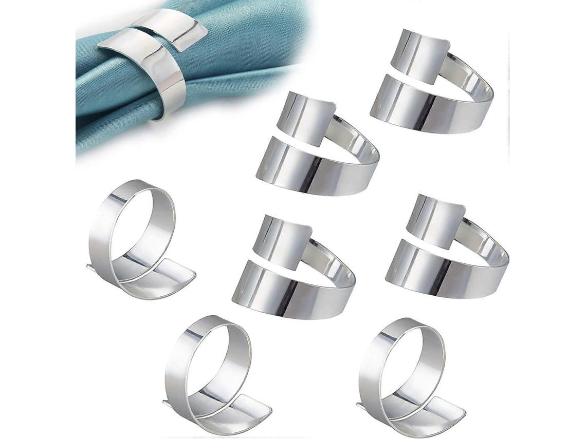Omni-8 Anillos Para Servilletas De Metal De Aleación Con Terminado Plata Para Mesa Fiestas Bodas Navidad