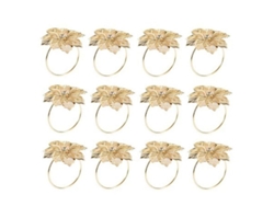 12 Anillos Para Servilletas De Aleación Con Diseño De Flor Para Recepción De Bodas
