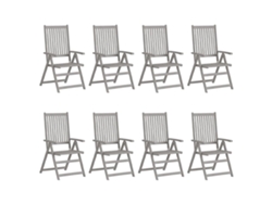 Sillas de jardín reclinables DKD Home Decor de 8 piezas en acacia maciza gris