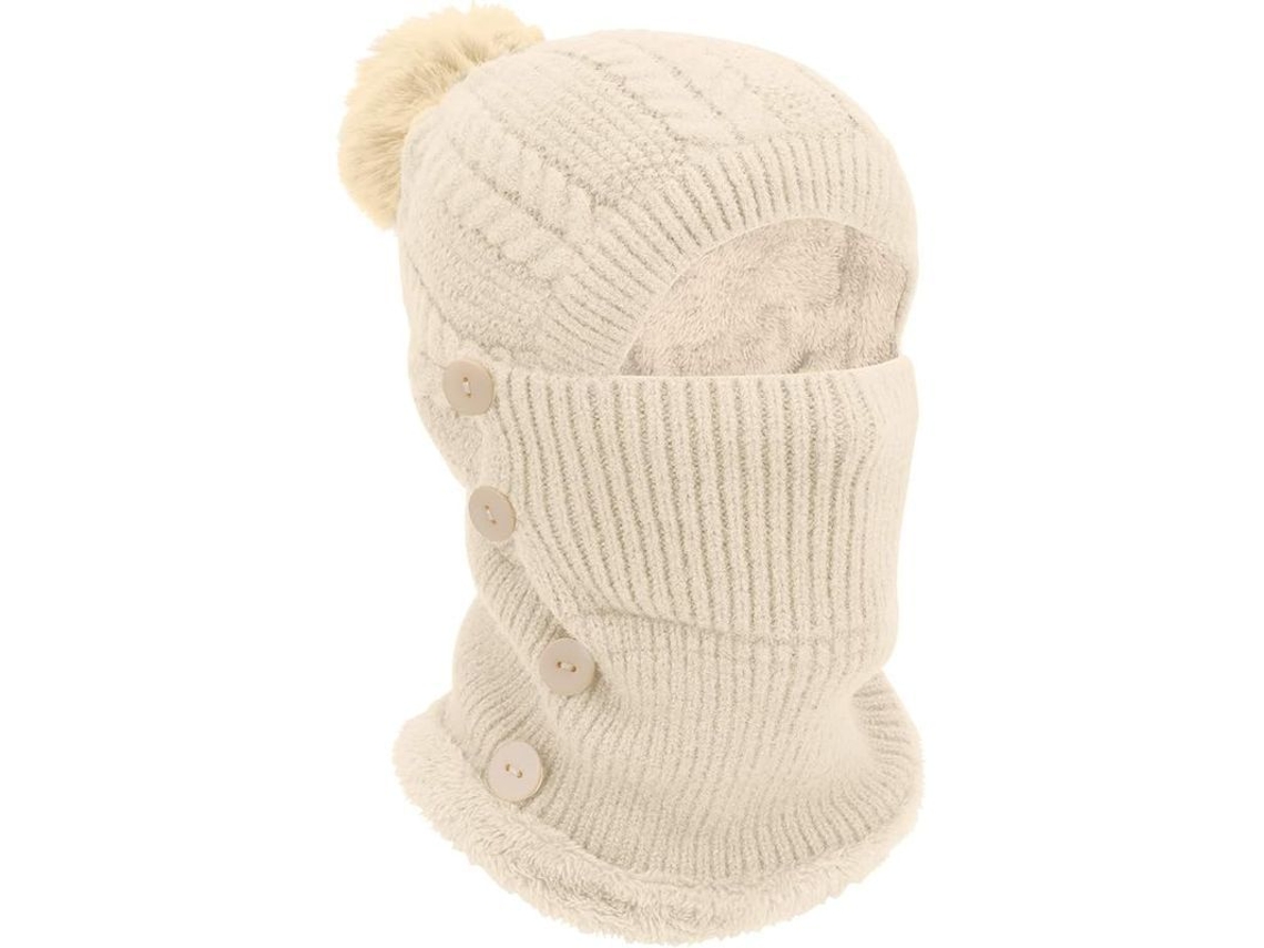 Conjunto De Gorro Y Boina De Lana Para Invierno Con Pompón Ajustable.