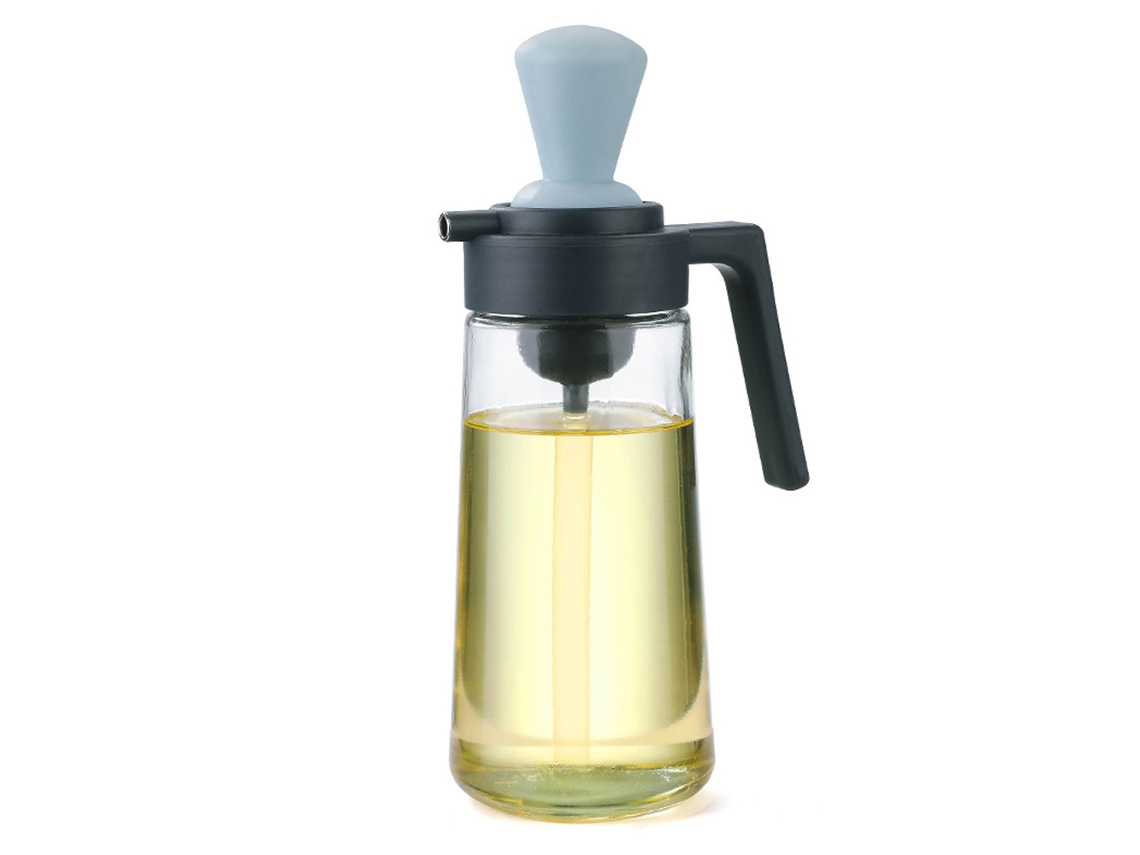 Dispensador de aceite de oliva multifunción 2 en 1 con botella de vidrio y cepillo de silicona