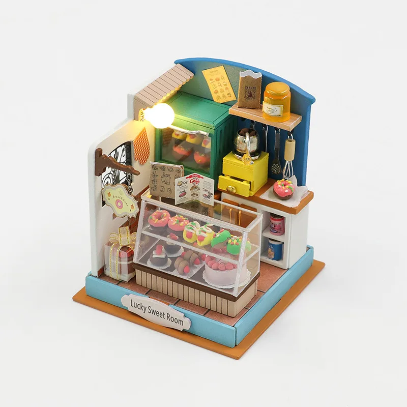 (estilo 4) Set De Casa De Muñecas De Madera 3d "café Acogedor" Para Armar Con Luz Led