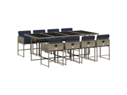 Maison Exclusive - Conjunto De Comedor De Jardín De 9 Piezas Con Cojines, Poliratán Gris