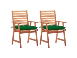 Sillas de comedor de jardín de dos piezas DKD Home Decor con cojines de acacia maciza