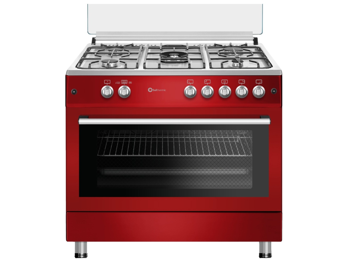 SOLTHERMIC Estufa de Gas Estilo Retro Rojo Burdeos 90X60 con Horno Panorámico F9L50G2