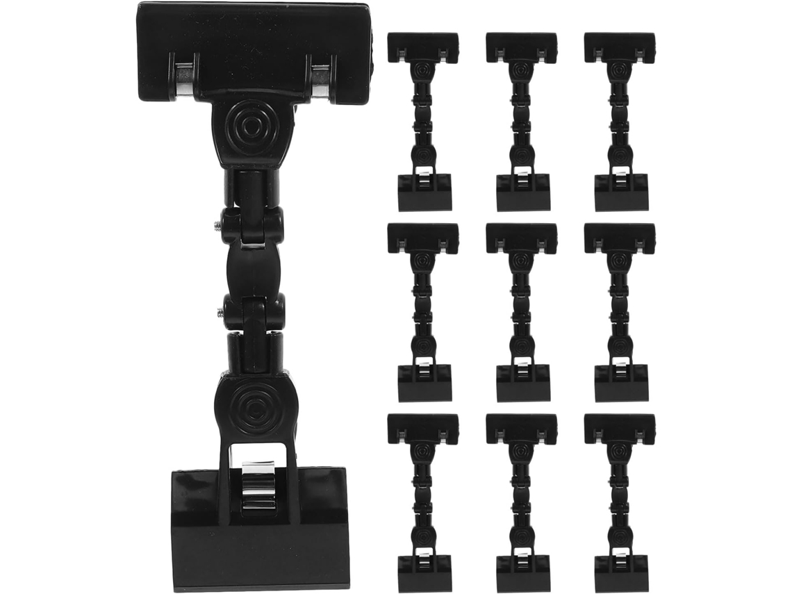 Paquete De 10 Clips De Panel Negros De Doble Cara, Clips De Plástico Reutilizables Para Exhibición De Precios.