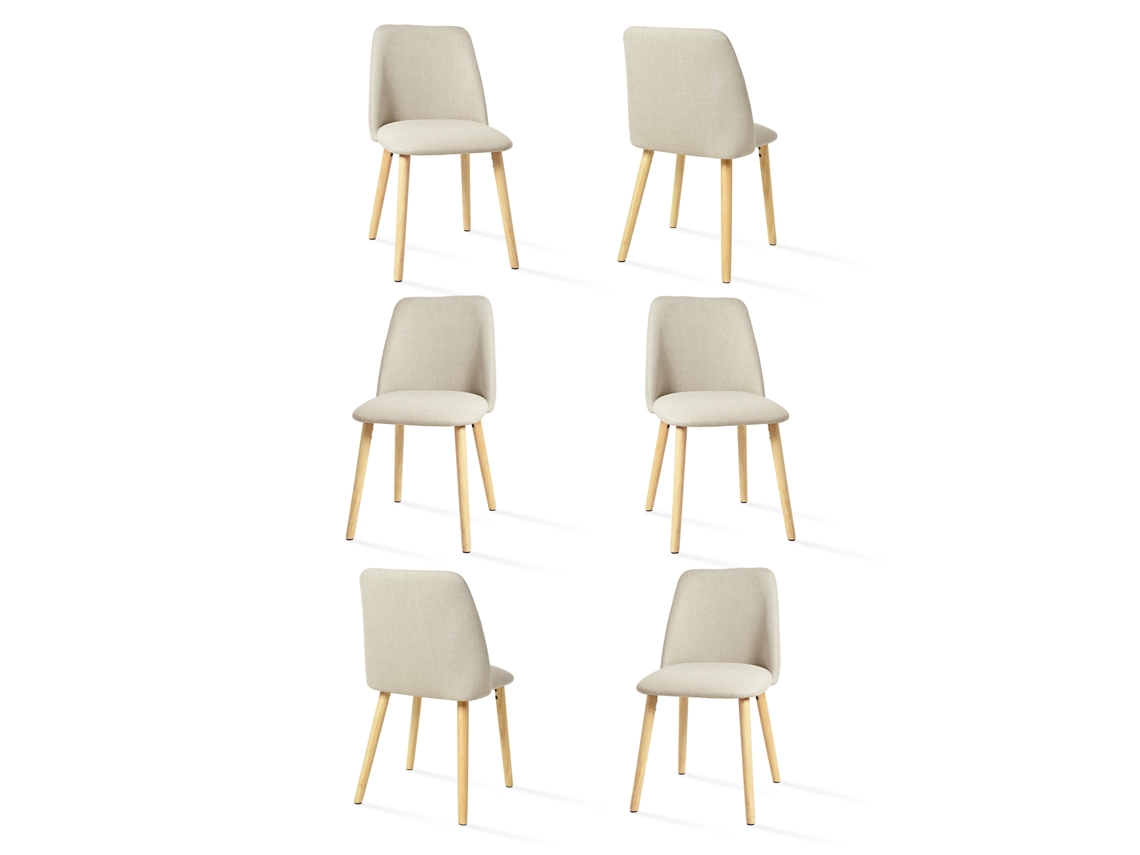 Sillas De Comedor Goeurvant 421(pack De 6, Beige, Tela)