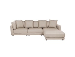 Sofá con reposapiés BELIANI Sigtuna de Poliéster Beige 300x102x86