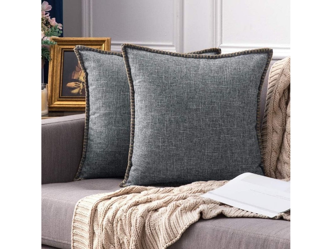 2026-2 Fundas De Almohada Decorativas De Lino Con Cordón, 45x45 Cm, Gris Claro, Para Sofá Y Dormitorio
