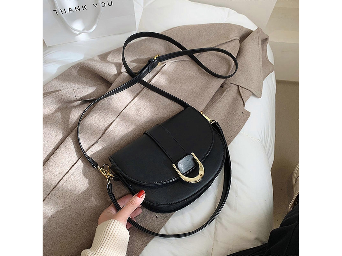 Bolsos de piel sintética para mujer, bandolera, estilo clásico, bolso de hombro, bolso tote, negro Lalamoli