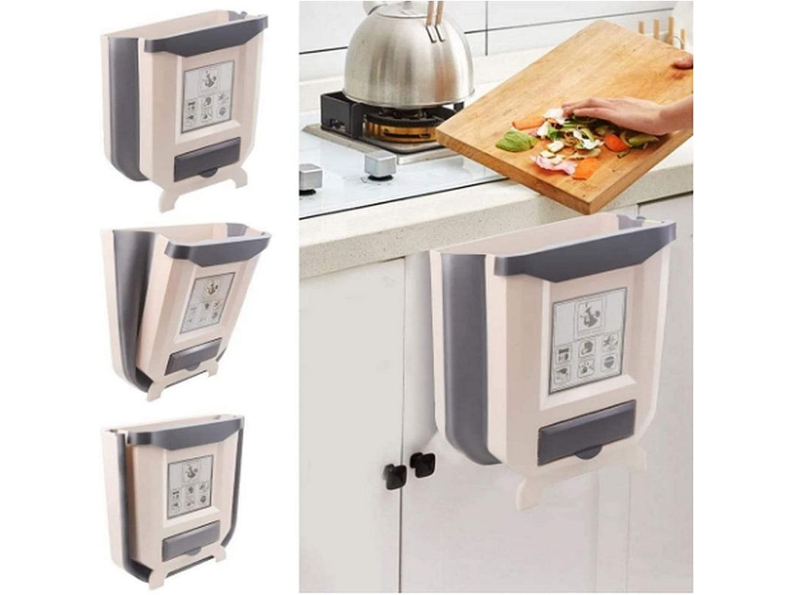 Cubo De Basura Colapsable De Pared Para Cocina Oficina Dormitorio Coche, 24x16x25cm, Marrón