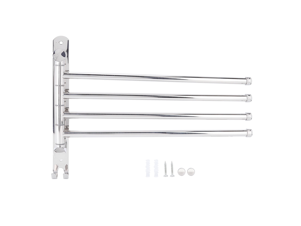 Toallero de acero inoxidable con 4 barras para baño