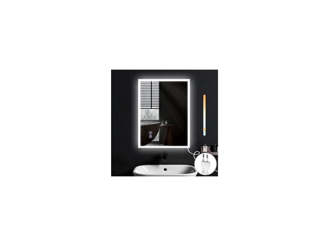 ZMH Espejo de baño iluminado con interruptor táctil y regulable