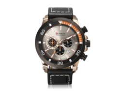 Reloj Hombre De Moda Curren Cuarzo Correa De Cuero Piel Resistente Al Agua Oro Rosa Gris